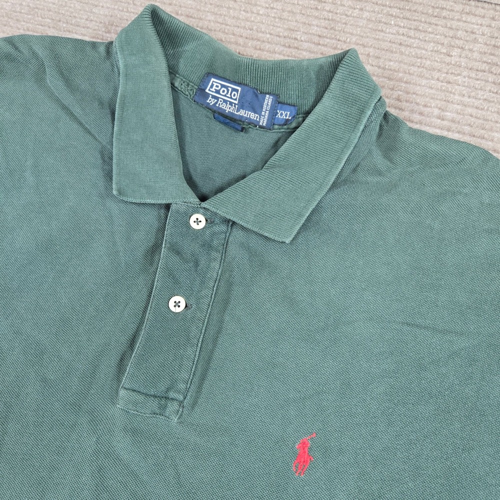 Polo Ralph Lauren Mens XXL Green Red Pony Pique Short Sleeve Polo Shirt
